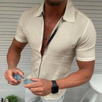 Men's Lightweight Zipper Short Sleeve Shirt Slim Fit