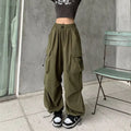 Loose Fit Cargo Baggy Pants With Cuffs Women's
