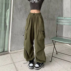 Loose Fit Cargo Baggy Pants With Cuffs Women's