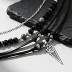 Rock Punk Multi-Layer Leather Necklace With Pendant