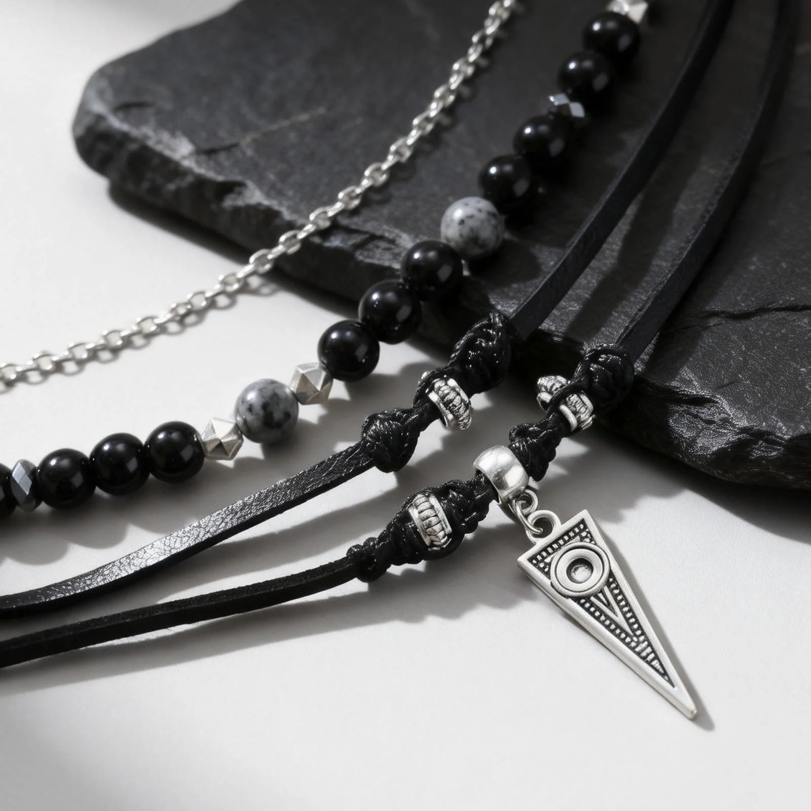 Rock Punk Multi-Layer Leather Necklace With Pendant