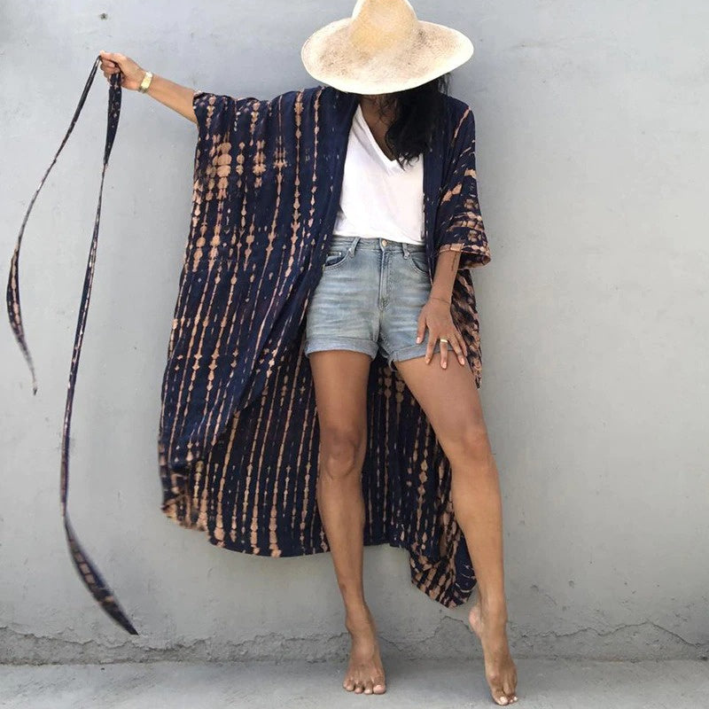 Beach Cover Up Kimono-Style Swimsuit Wrap Resort Wear Bikini Cape