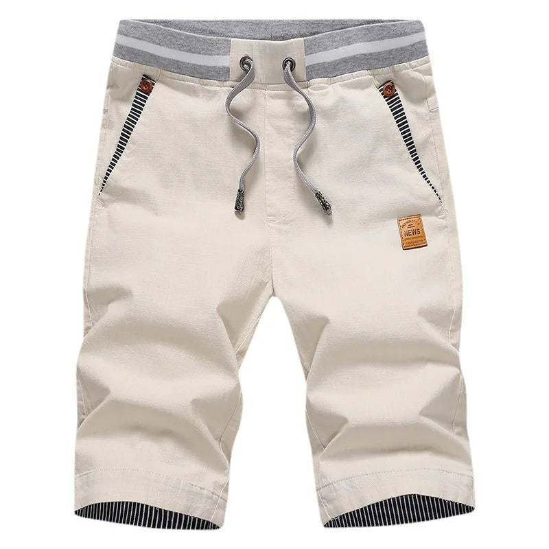 Bermuda Cargo Shorts Casual Summer Elastic Waist Knee-Length Pants