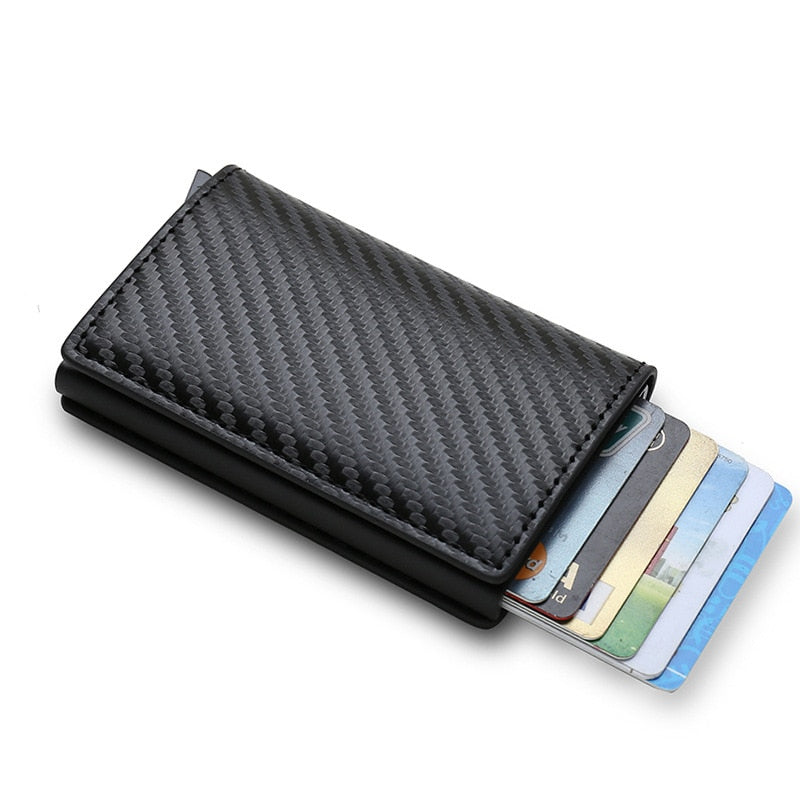 Carbon Fiber Wallet RFID Blocking Card Holder Anti-Theft Money Clip