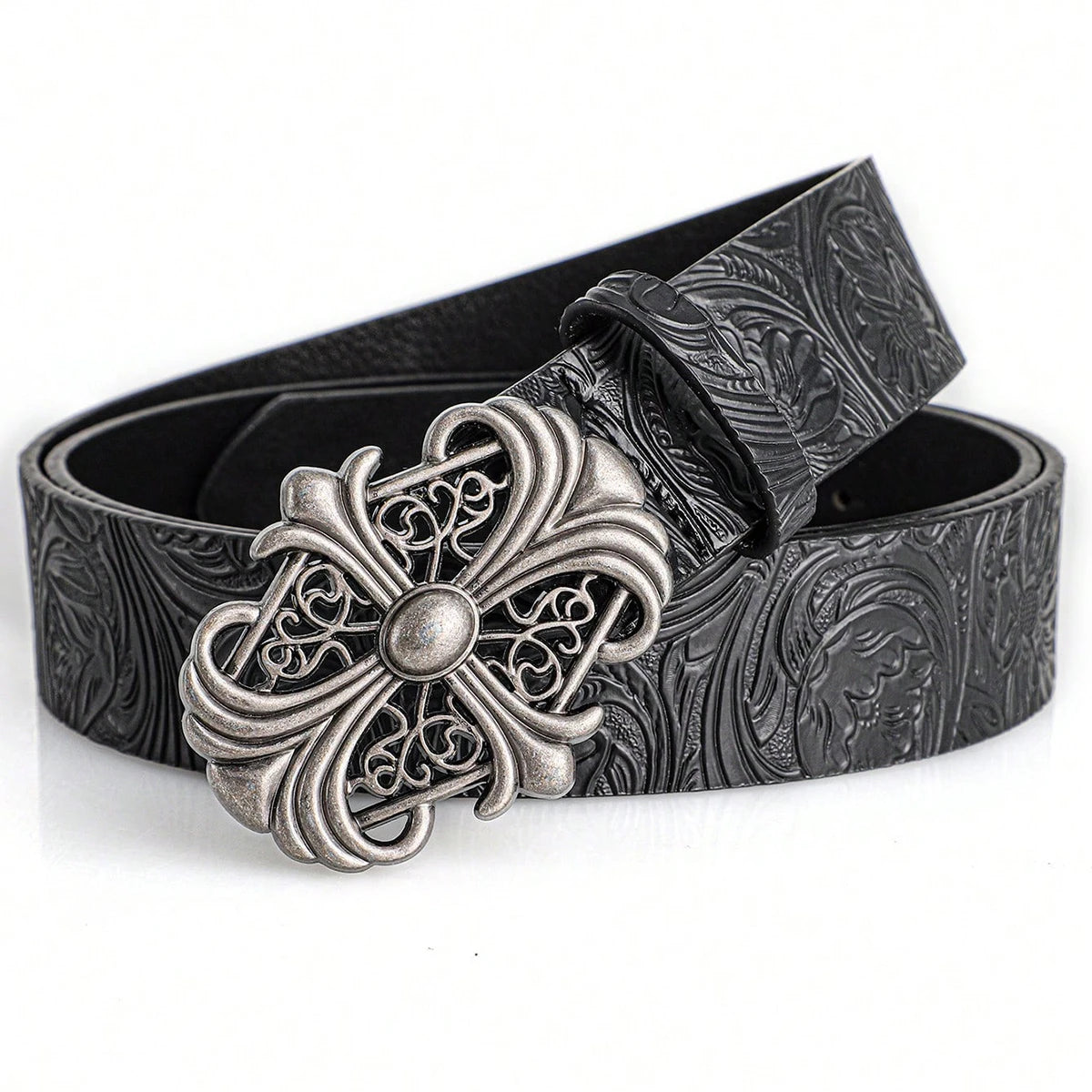 Retro Men's Belt Bohemian Hollow Ornate Buckle Punk Gothic Rock