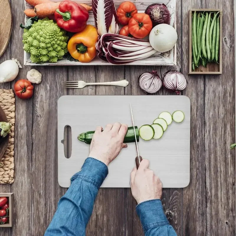 Titanium Cutting Board Food-Safe Antibacterial Odourless Knife-Safe