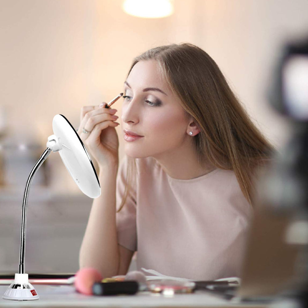 Makeup Face Mirror 10X Suction Cup Bathroom Shaving Flexible Vanity Light