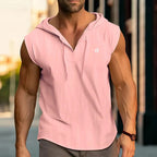 Men's Sleeveless Cotton Linen Singlet Hoodie Tank Top
