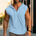 Men's Sleeveless Cotton Linen Singlet Hoodie Tank Top