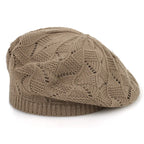 Women's Plain Knit Beret French Artist Hat Thin Acrylic Beanie