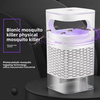 Bionic mosquito killer device on a dark background with text highlighting features.