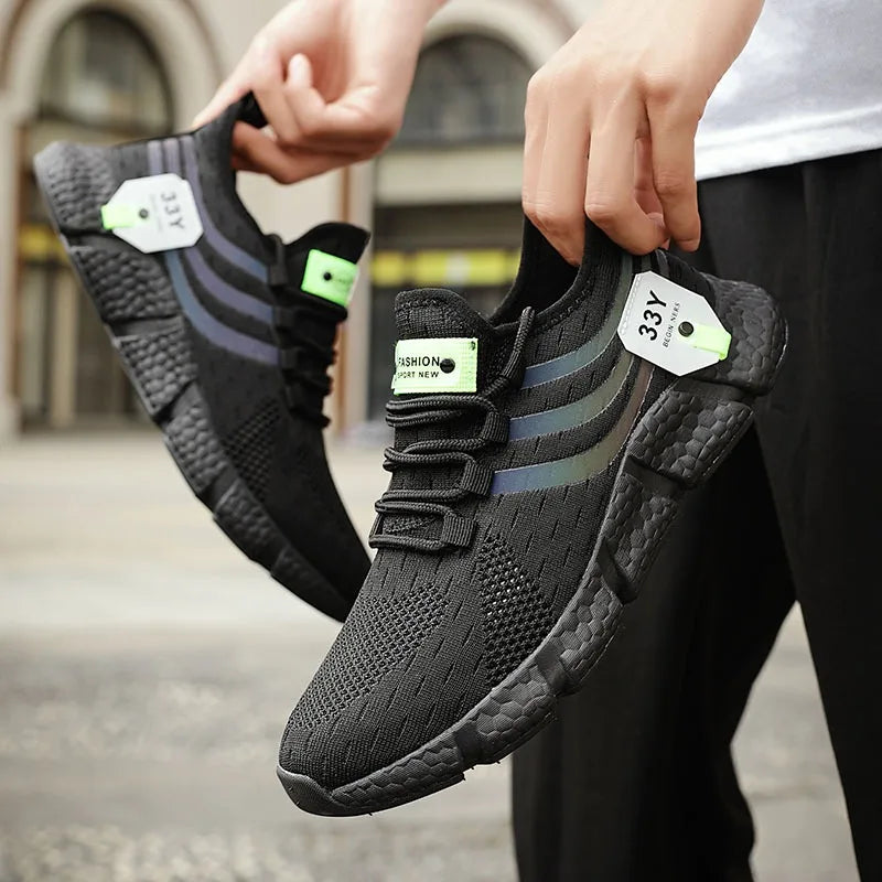 Air Mesh Sneakers Elastic Laces Slip On Sport Shoes