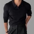 Old Money Knitted Jacquard Polo Shirt Long-Sleeved