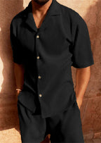 Shirt and Shorts Set Corduroy Relaxed Fit Combo Outfit