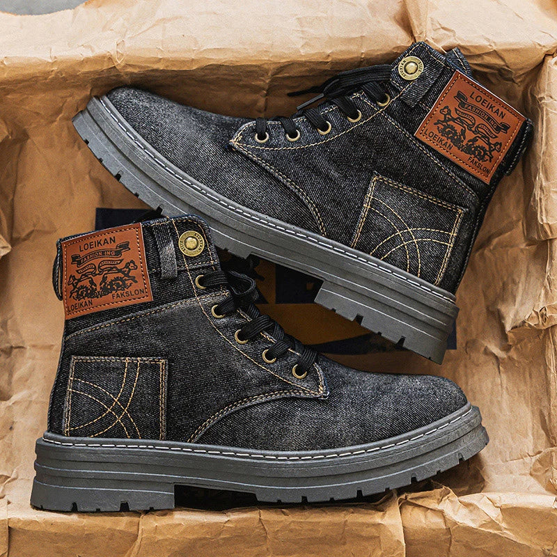 High Top Denim Canvas Boots