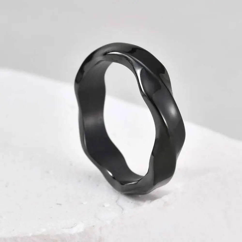 Mobius Wave Ring Twisted Stainless Steel Punk Fashion Band
