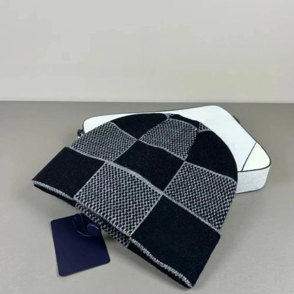 Beanie Chequered Knit Cuff