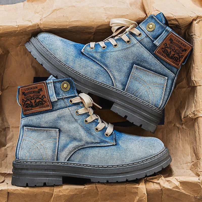 High Top Denim Canvas Boots
