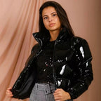 Shiny Bubble Puffer Jacket Cropped Short Parker Women's