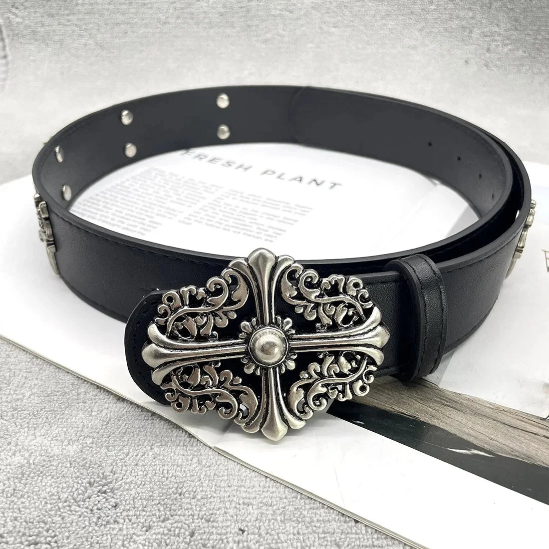 The Dagger Cross | Vintage Gothic Chrome Hearts Buckle Belt