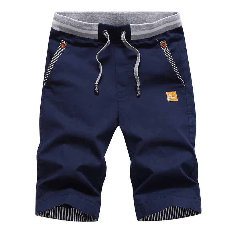 Bermuda Cargo Shorts Casual Summer Elastic Waist Knee-Length Pants