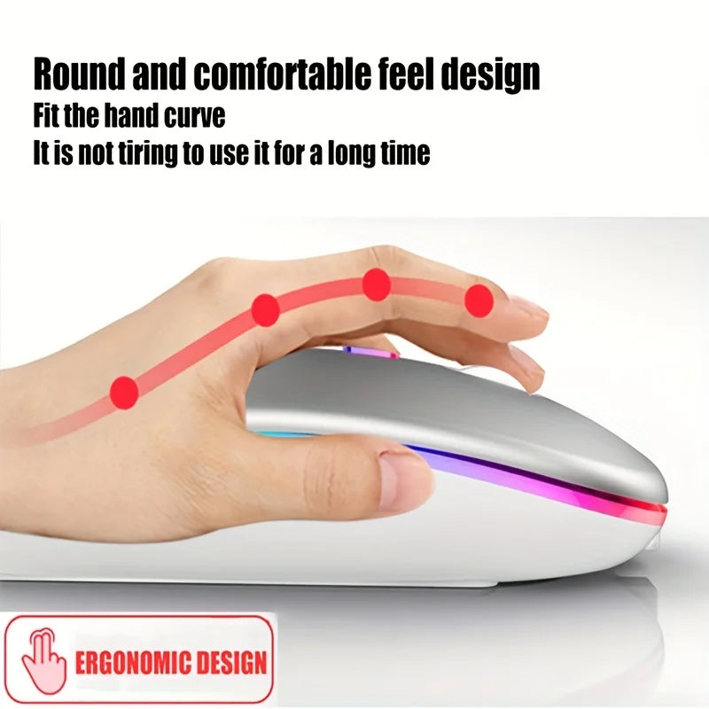 Mute Quiet No-Click Silent Computer Mouse Bluetooth USB Rechargeable
