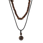 Necklace with brown beads on a white background