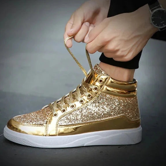 High Top Sneakers Luxury Glitter Boots