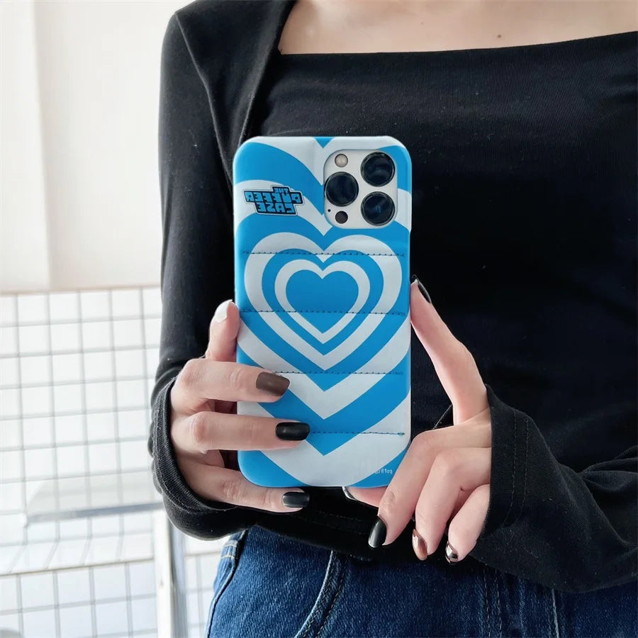iPhone Love Heart Puffer Case Soft Phone Cover Pop Art Design