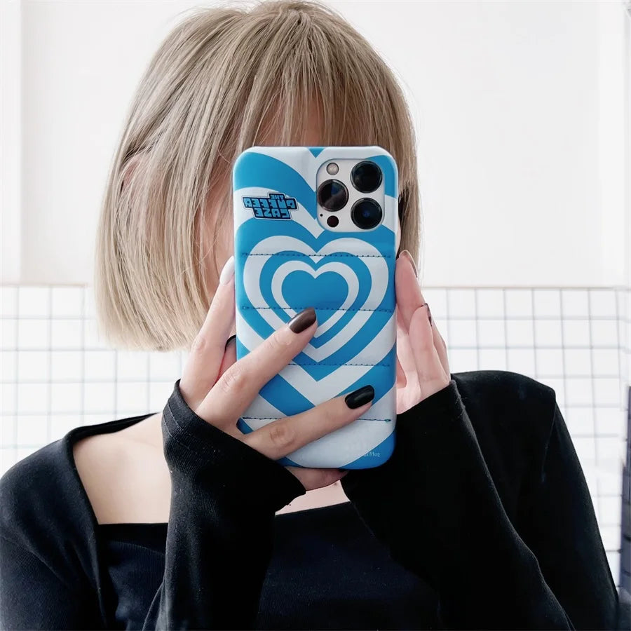 iPhone Love Heart Puffer Case Soft Phone Cover Pop Art Design