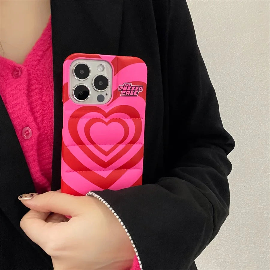 iPhone Love Heart Puffer Case Soft Phone Cover Pop Art Design