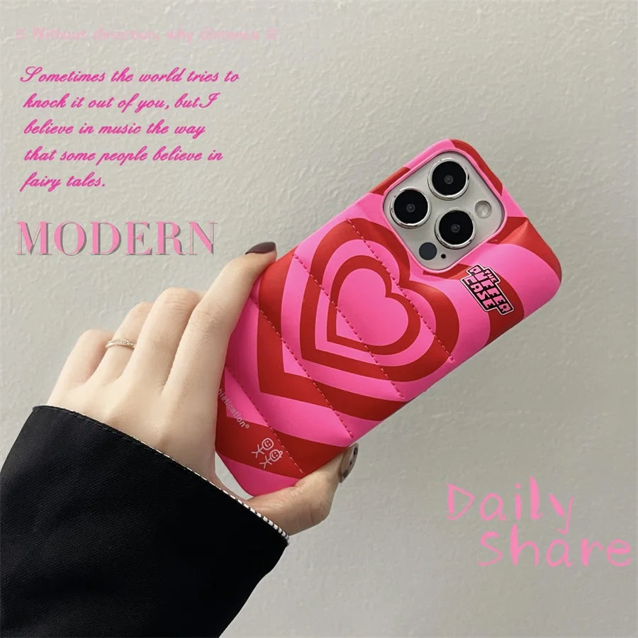 iPhone Love Heart Puffer Case Soft Phone Cover Pop Art Design