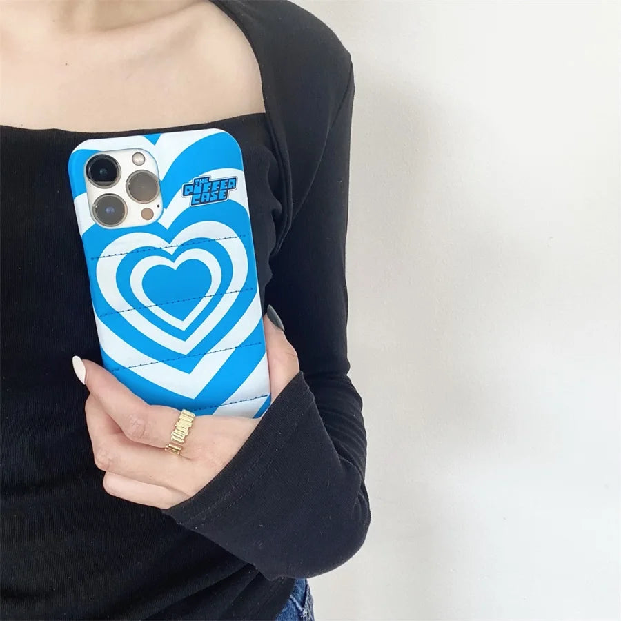 iPhone Love Heart Puffer Case Soft Phone Cover Pop Art Design