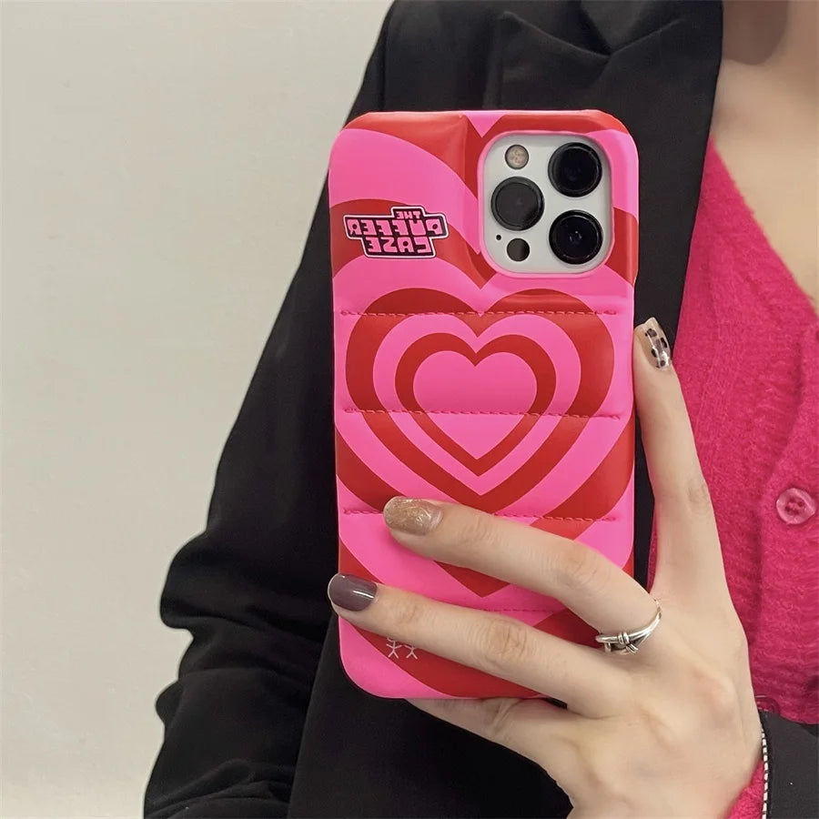 iPhone Love Heart Puffer Case Soft Phone Cover Pop Art Design