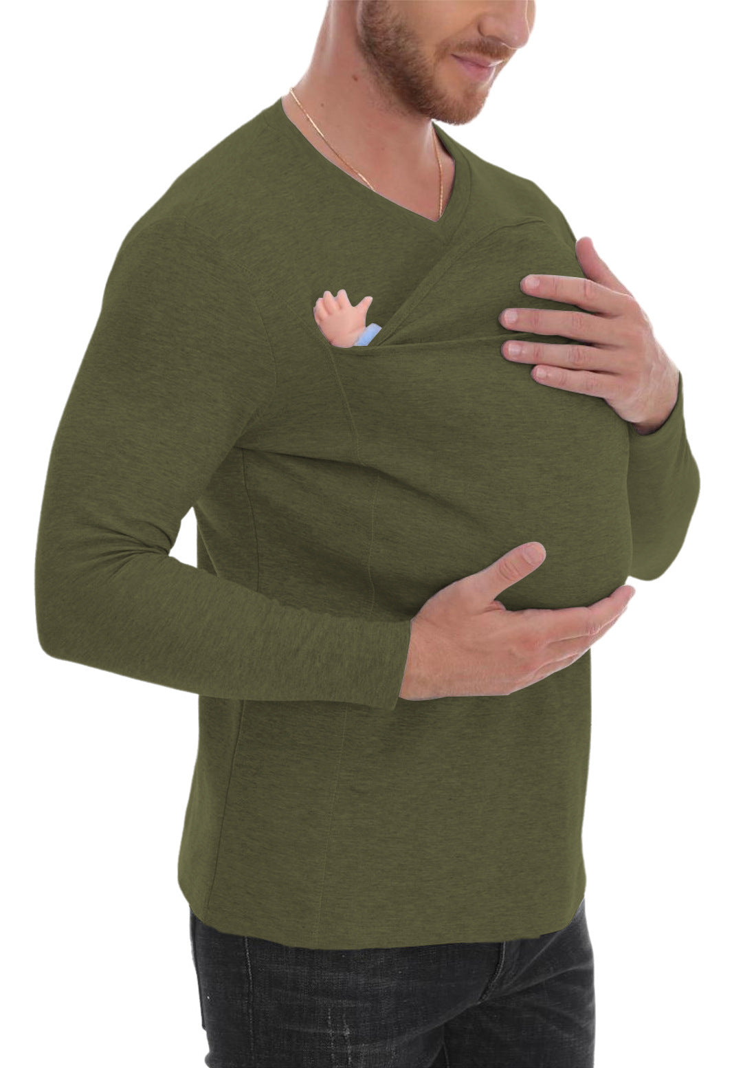 Baby Carrier T-shirt Kangaroo Dad Shirt Pure Cotton Thickened