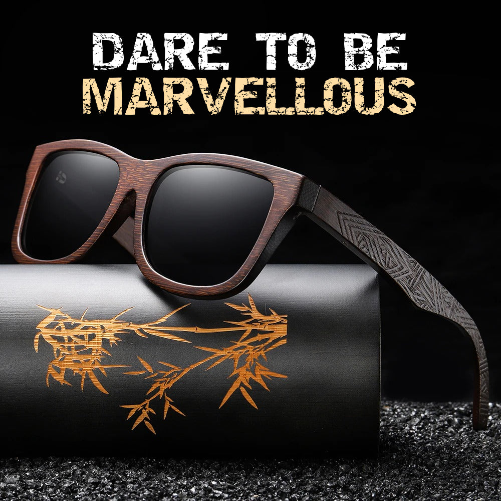 Natural Bamboo Eco-Friendly Handmade Wood Frame Sunglasses with Gift Box