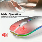 Mute Quiet No-Click Silent Computer Mouse Bluetooth USB Rechargeable
