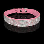 Dog Collar With Studded Diamonds Gangsta Bling Comfy Suede Fibre Small Medium Cats