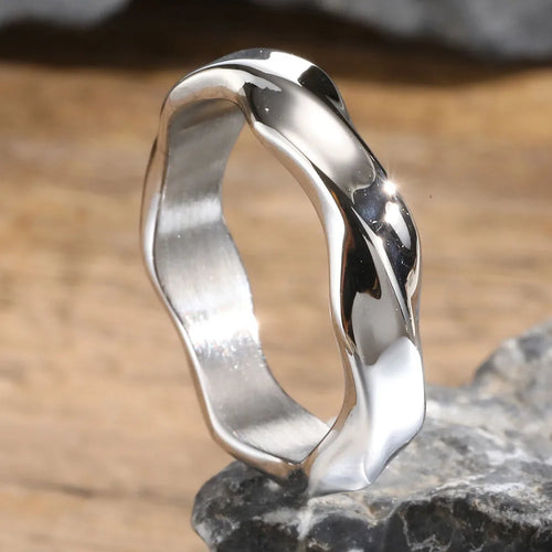 Mobius Wave Ring Twisted Stainless Steel Punk Fashion Band