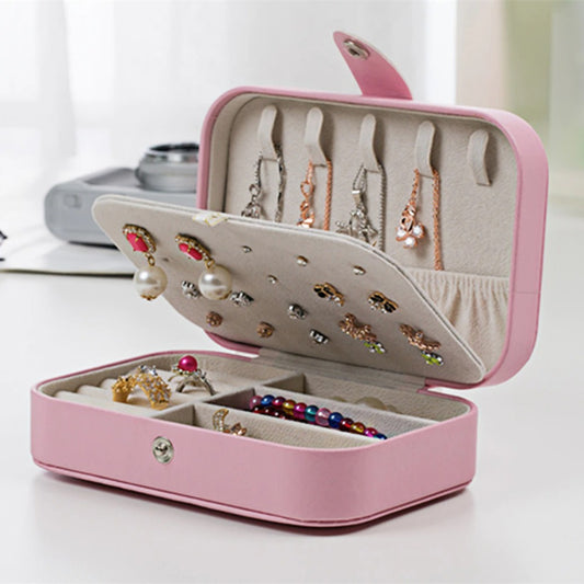 Double-Layer Jewelry Storage Box Earrings Rings Necklaces