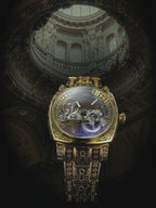 Statement Skeleton Mechanical Watch Stainless Steel Bronze Strap