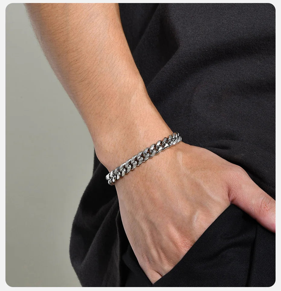 Super Chunky Cuban Chain Thick Bracelets Solid Stainless Steel 6/8/10/12mm