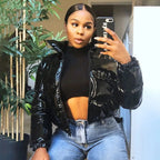 Bubble Shiny Puffer Jacket Cropped Short Parker Women's