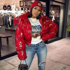 Bubble Shiny Puffer Jacket Cropped Short Parker Women's