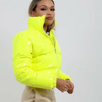 Bubble Shiny Puffer Jacket Cropped Short Parker Women's