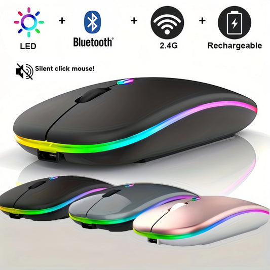 Quiet No-Click Wireless Mouse Bluetooth Dual-Mode Rechargeable Silent Ergonomic
