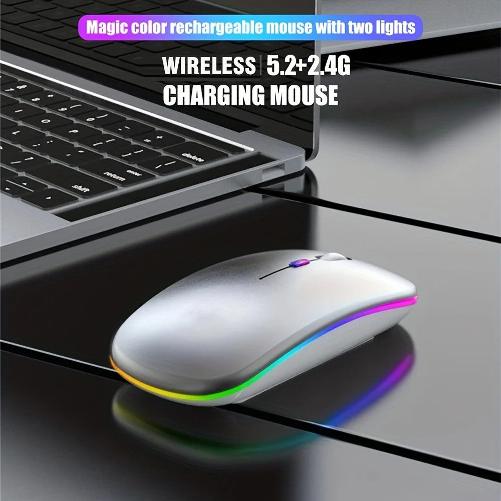 Mute Quiet No-Click Silent Computer Mouse Bluetooth USB Rechargeable