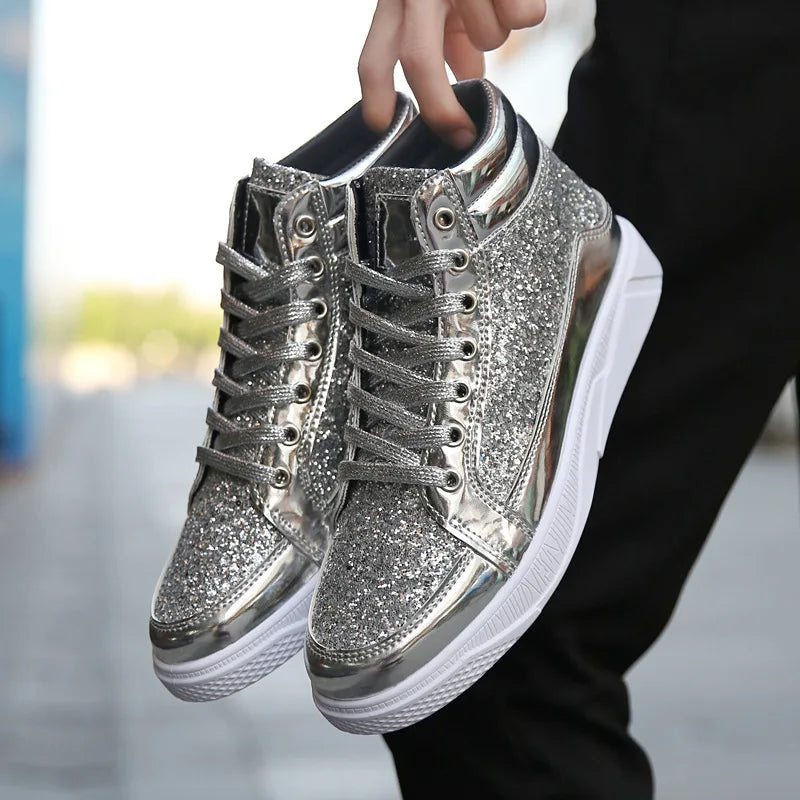 High Top Sneakers Luxury Glitter Boots