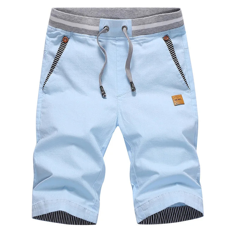 Bermuda Cargo Shorts Casual Summer Elastic Waist Knee-Length Pants