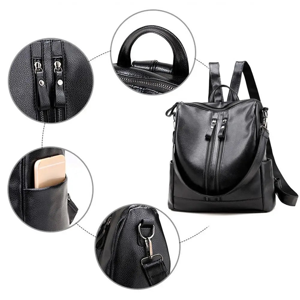 Soft Leather Backpack Commute Travel Shoulder Bag